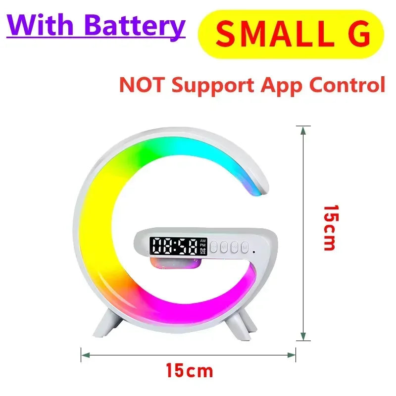 15W Wireless Charger Station LED Night Light RGB Desk Lamp Alarm Clock Speaker For iPhone Samsung Huawei Fast Charging Stand Pad