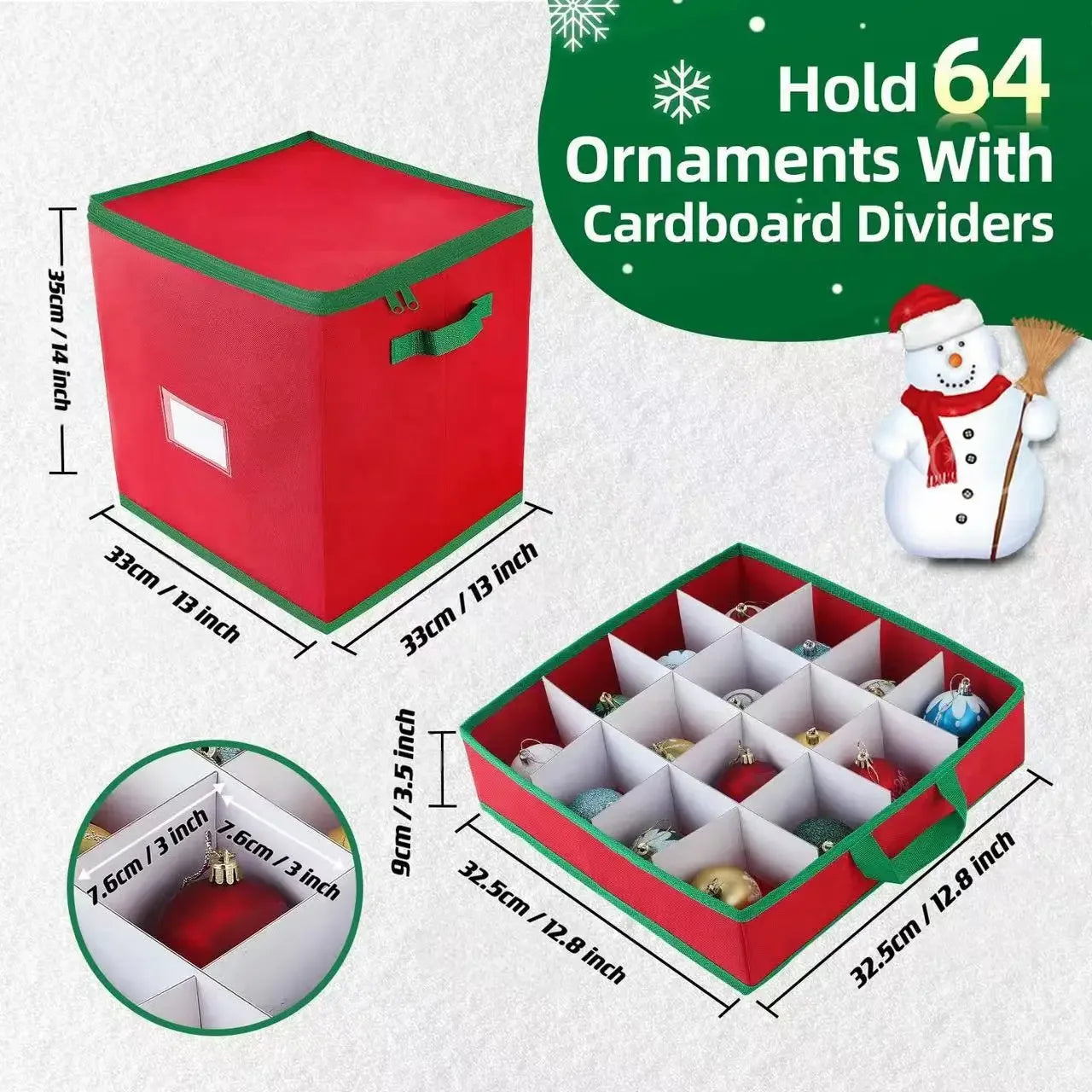 64-Grid Christmas Ball Storage Box Christmas Tree Ornaments Pendant Toys Separate Protection Storage Box Ornament Storage