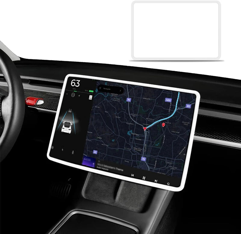 For Tesla Model 3 / Y Silicone Protective Frame Edge Cover Central Control Display Navigation Screen Protector Car Accessories