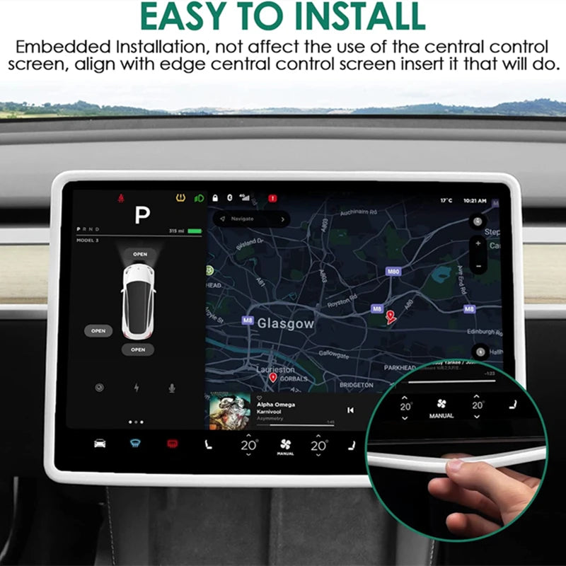 For Tesla Model 3 / Y Silicone Protective Frame Edge Cover Central Control Display Navigation Screen Protector Car Accessories