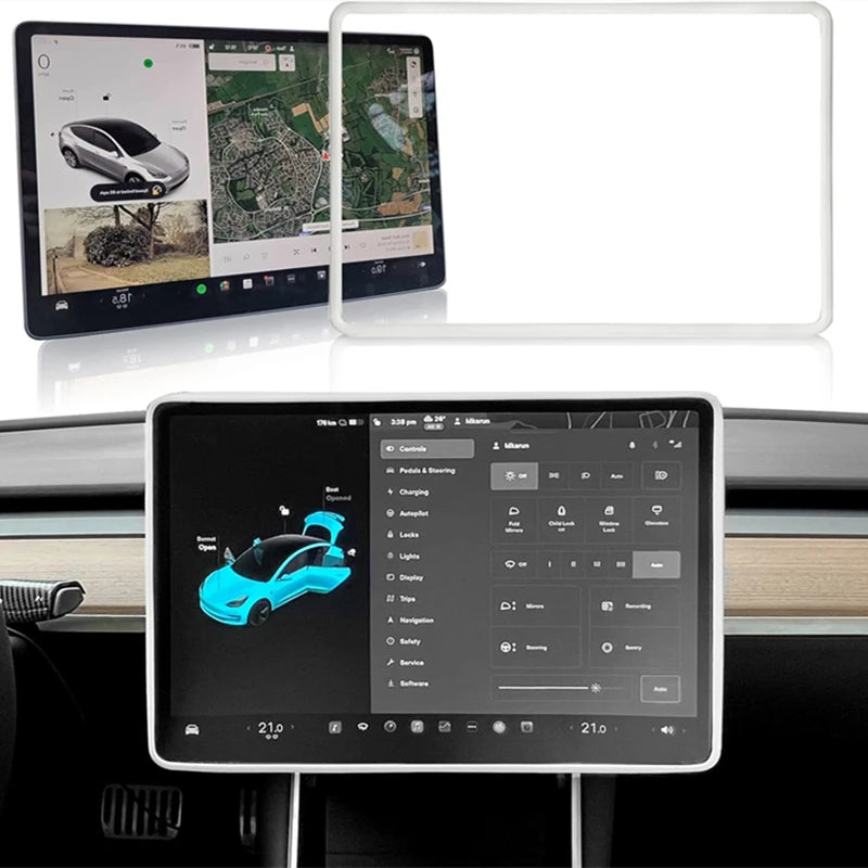 For Tesla Model 3 / Y Silicone Protective Frame Edge Cover Central Control Display Navigation Screen Protector Car Accessories