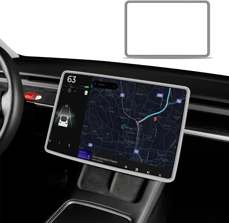 For Tesla Model 3 / Y Silicone Protective Frame Edge Cover Central Control Display Navigation Screen Protector Car Accessories