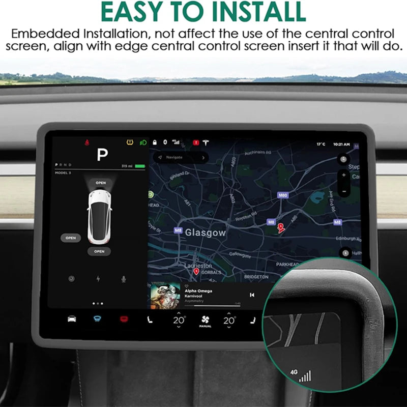 For Tesla Model 3 / Y Silicone Protective Frame Edge Cover Central Control Display Navigation Screen Protector Car Accessories