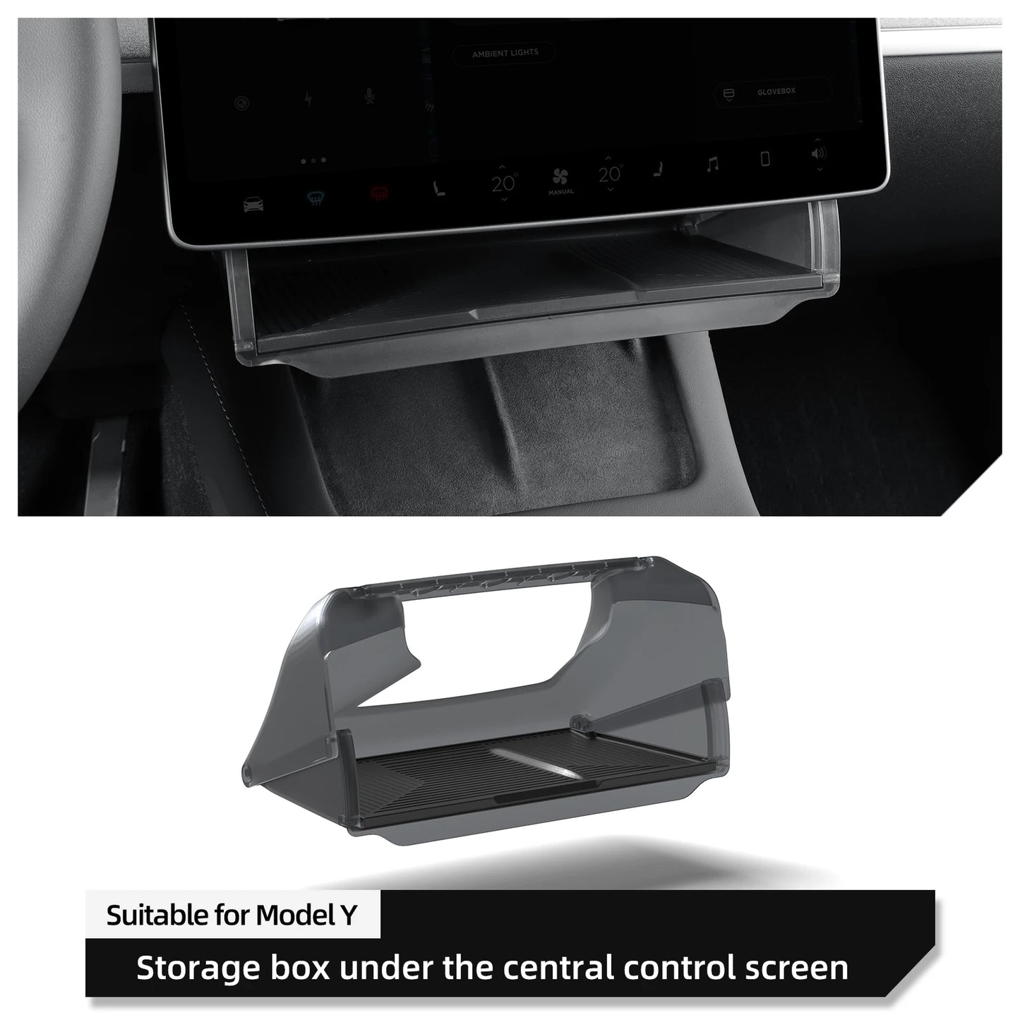 For Tesla Model Y 2024 Car Storage Box Hidden Storage Organizer Case Tray Under The Central Control Screen Interior Accessories