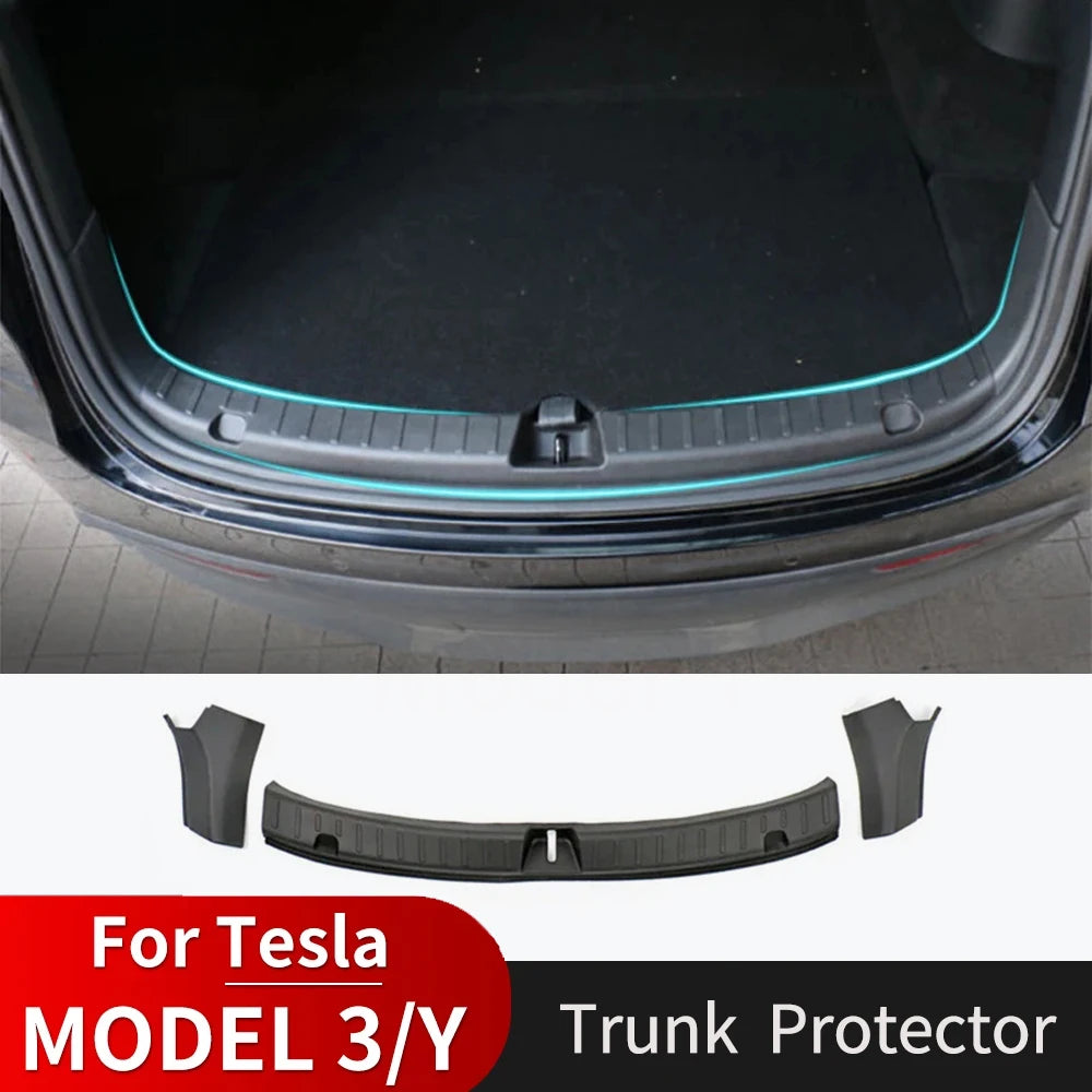 USVOTOV Trunk Sill Plate Cover Protector for Tesla Model Y 3 Highland Threshold Bumper Guards Anti-dirty Pad Prevent Scratching