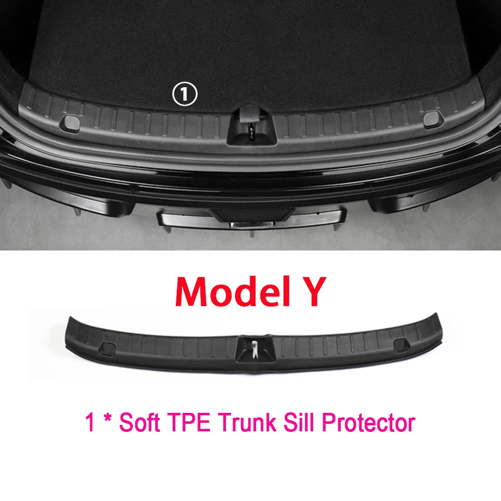 USVOTOV Trunk Sill Plate Cover Protector for Tesla Model Y 3 Highland Threshold Bumper Guards Anti-dirty Pad Prevent Scratching