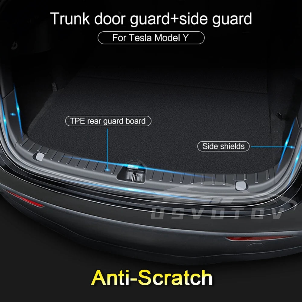 USVOTOV Trunk Sill Plate Cover Protector for Tesla Model Y 3 Highland Threshold Bumper Guards Anti-dirty Pad Prevent Scratching