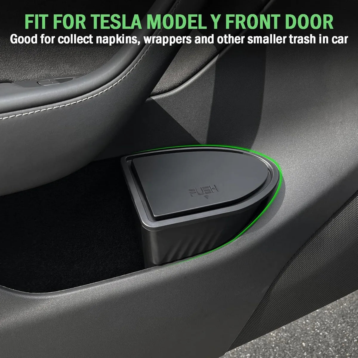 for Tesla Model Y Trash Can with Lid Front Door Automatic Trash Bin Plug Pocket Garbage Can Bin for Model Y 2024 2023 2022 2021